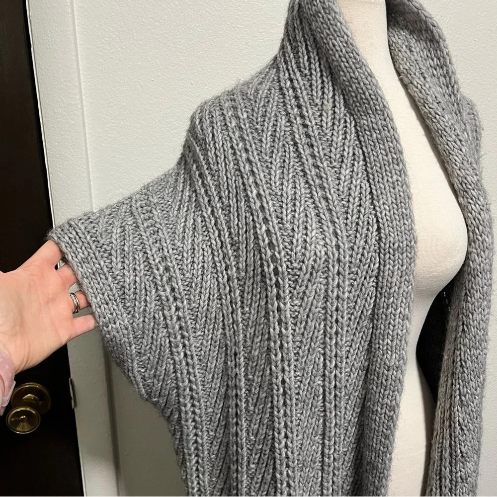 Anthropologie Gray Chunky Knit Open Cardigan - Picture 5 of 7